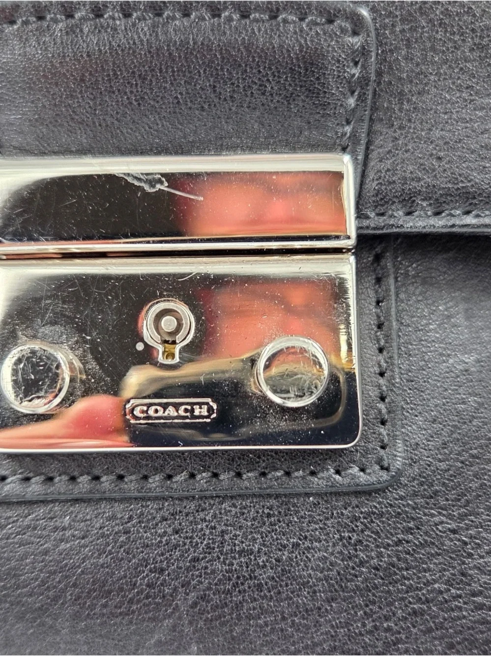 Vintage Coach Black Leather Briefcase with lock and key